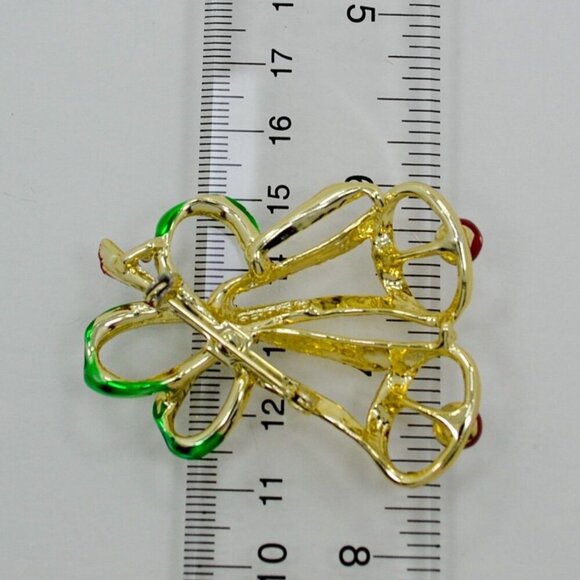 Vintage Gerry's Christmas Jingle Bells Brooch Pin, Gold Tone with Enamel Holiday - Picture 5 of 5